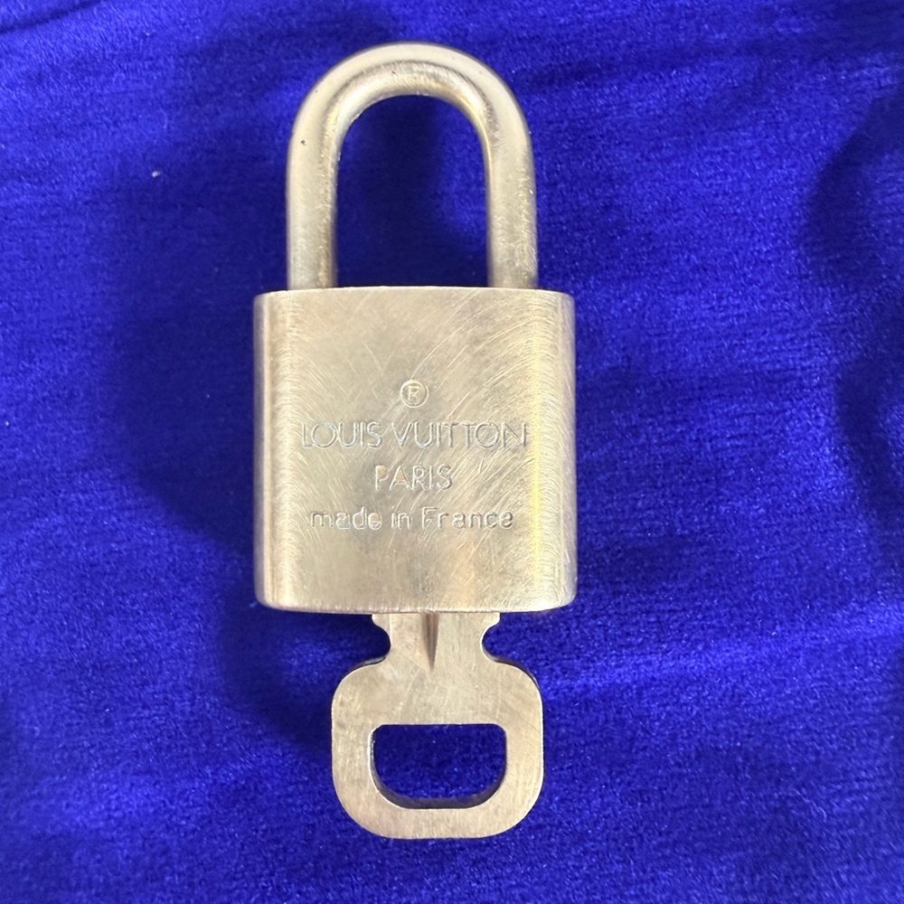 Louis Vuitton Gold Brass Padlock Lock and Key Set #316 - Picture 4 of 5